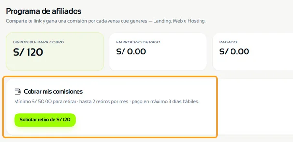 Paso 7: Solicita tu retiro — cómo usar el panel de afiliados de PLIA
